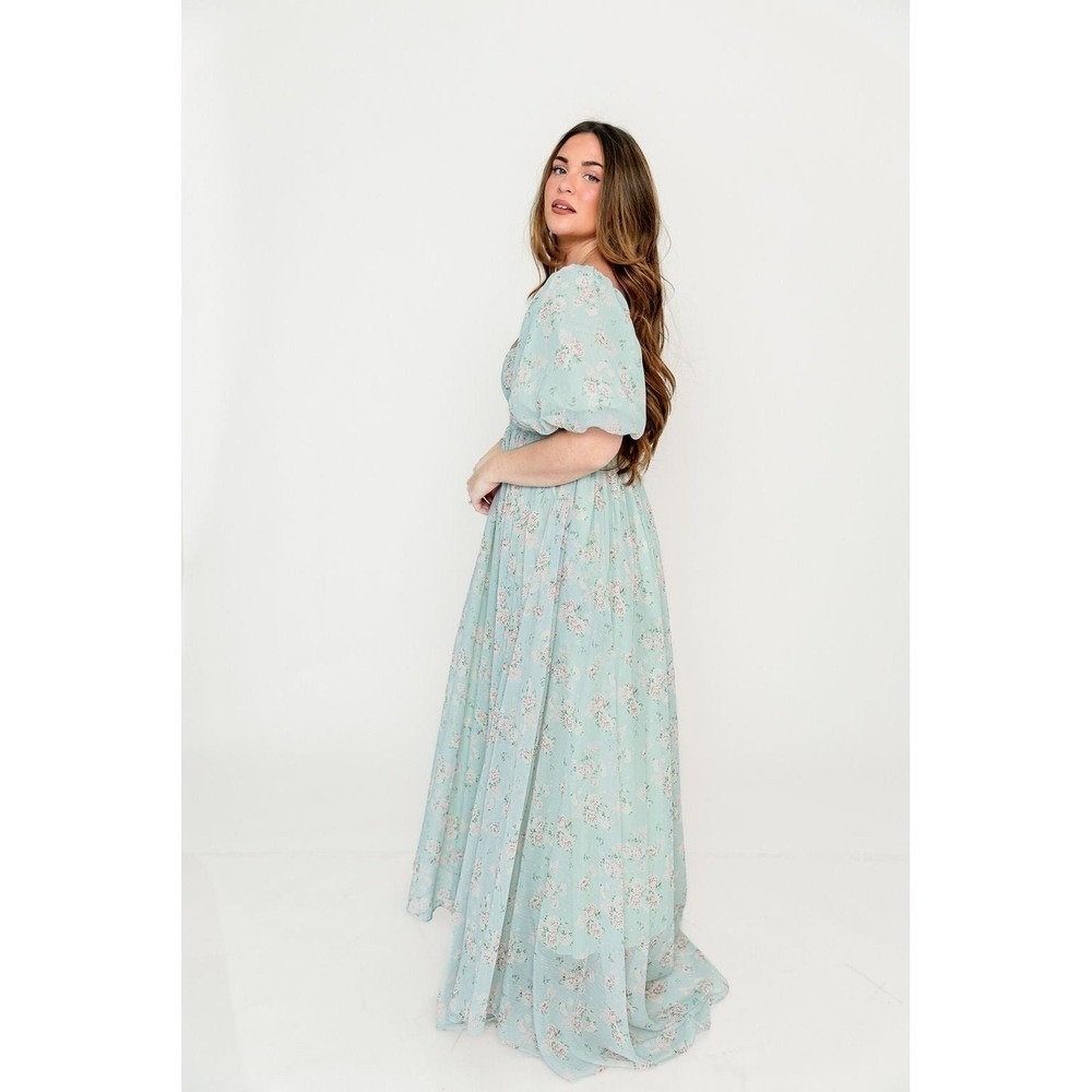 Worth Collective Willow Maxi Dress w/Train Cottage Sage Large NWT Princess - Picture 12 of 15